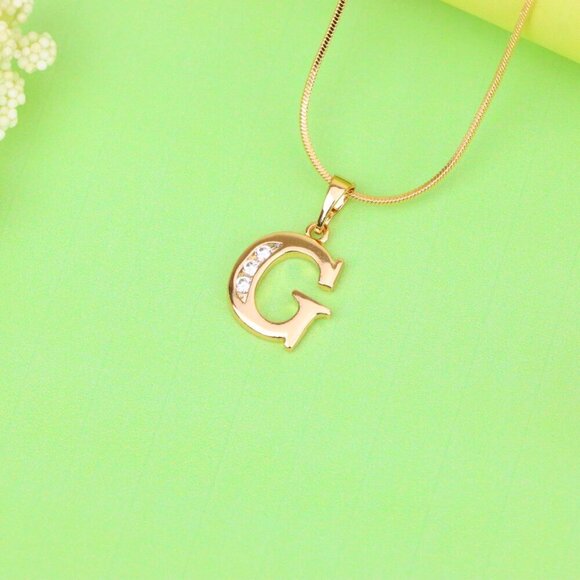 "Rose Gold Letter G Pendant with Crystals – 18K Gold Plated Charm, XPPT1356 - Picture 12 of 13